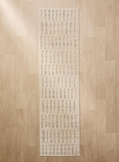 Simons Maison: Le tapis de couloir traits accent 70 x 245 cm Ivoire - Beige cr&egrave;me