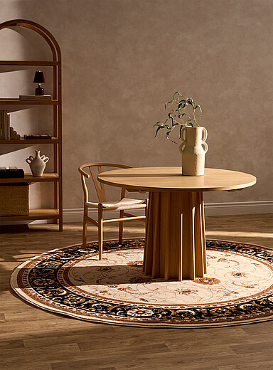 Simons Maison: Le tapis rond fleurs opulentes 215 cm de diam&egrave;tre Brun &agrave; motifs