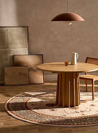 Simons Maison: Le tapis rond fleurs opulentes 215 cm de diam&egrave;tre Bleu &agrave; motifs