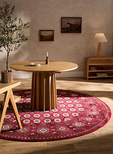 Simons Maison Patterned Red Floral mosaic round rug 230 cm in diameter