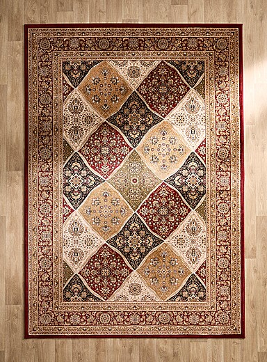 Simons Maison Patterned Red Embellished fluid diamond rug See available sizes