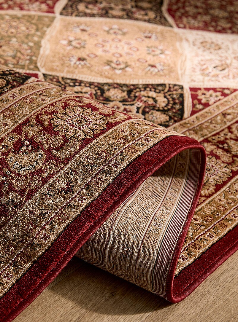Simons Maison Patterned Red Embellished fluid diamond rug See available sizes
