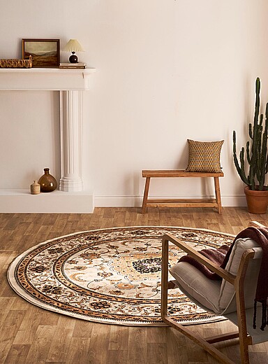 Simons Maison Patterned Ecru Ornate medallion round rug 230 cm in diameter