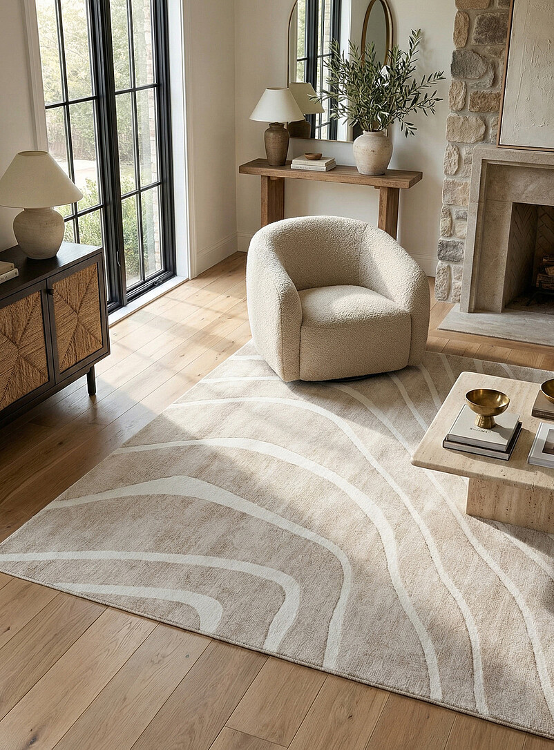 Wavy Lines Beige Rug See Available Sizes