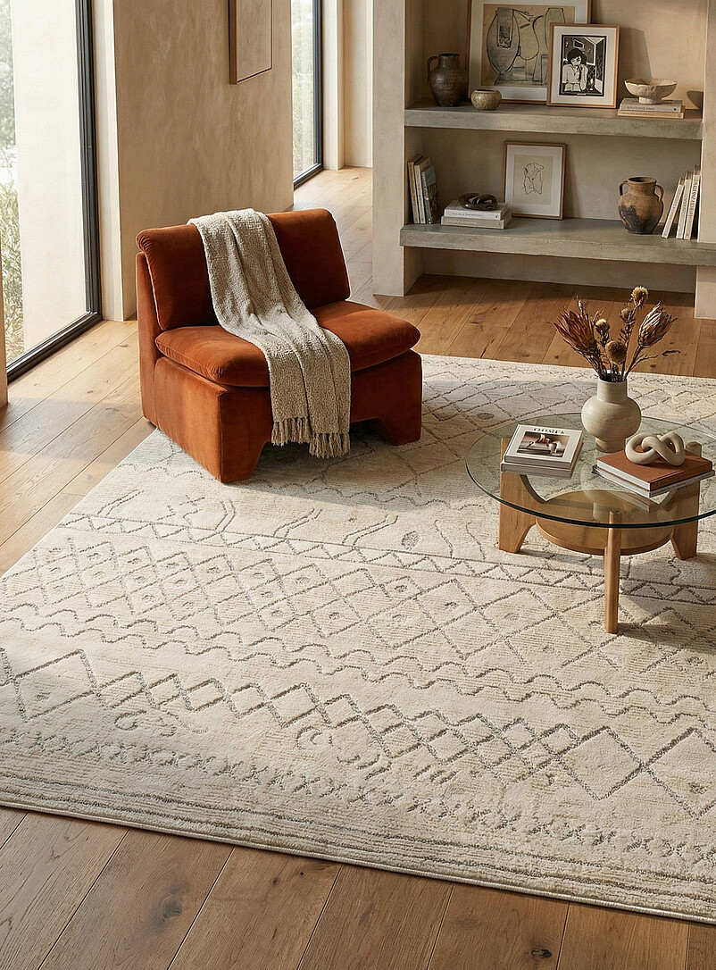 Modern Abstract Lines Beige Rug See Available Sizes