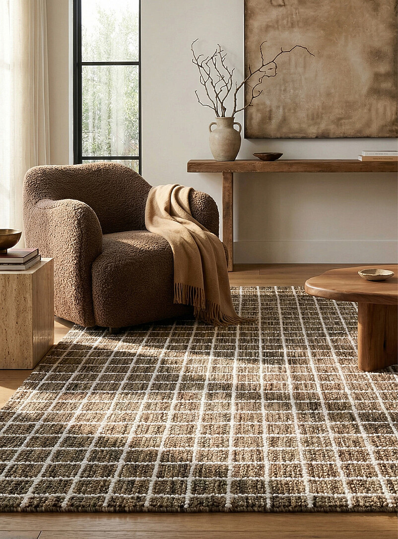 Overlaid grid heathered rug See available sizes product image (primary)