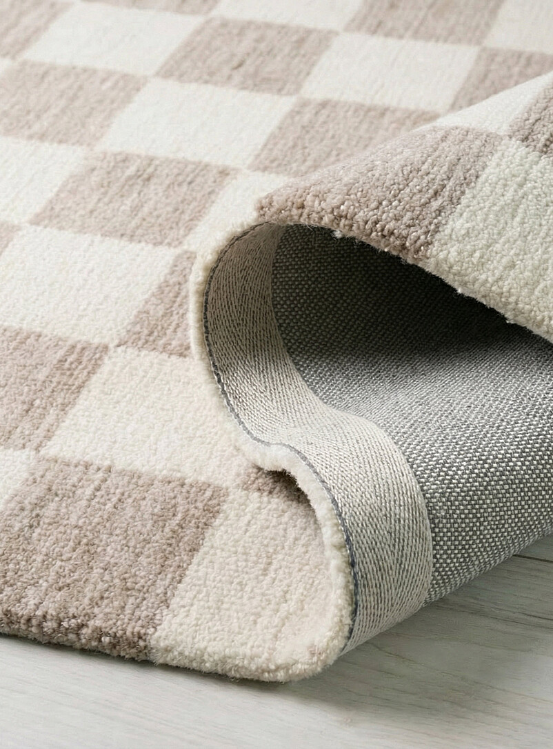 Cream and sand checkerboard hallway rug See available sizes product image 3