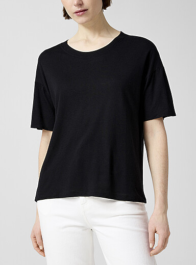 Loulou de Saison Black Ezra wool-blend T-shirt for women