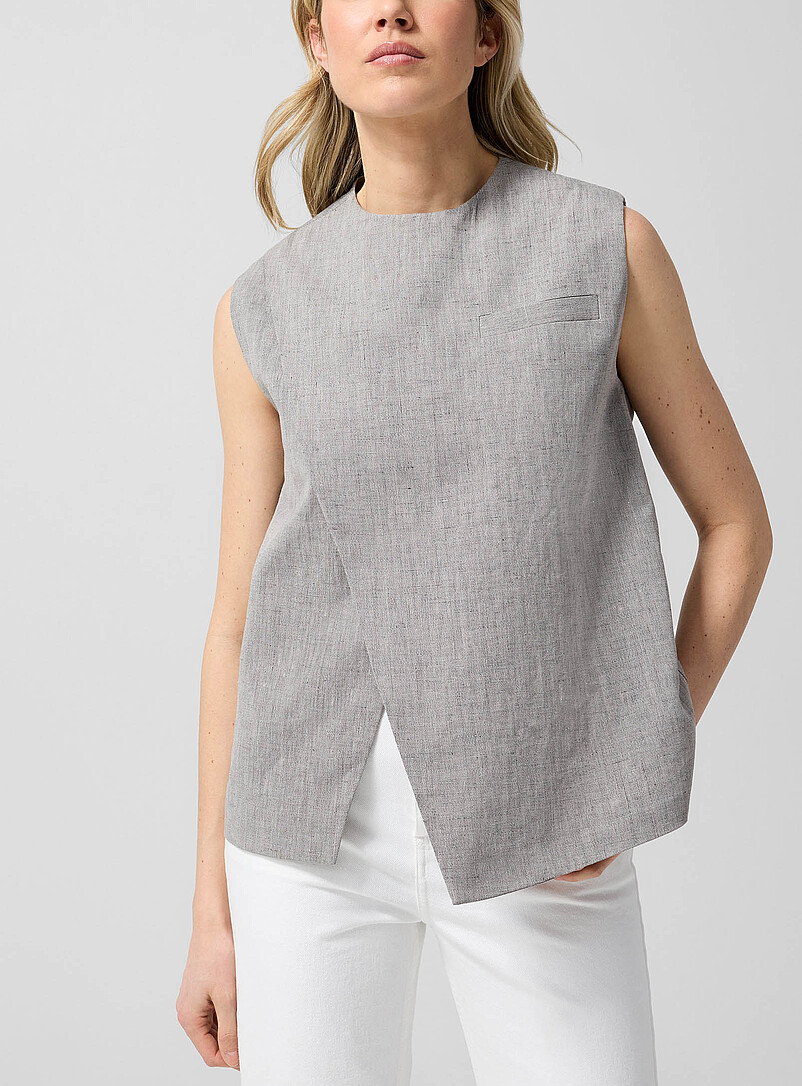 Della Linen-Cotton Blend Asymmetrical Top