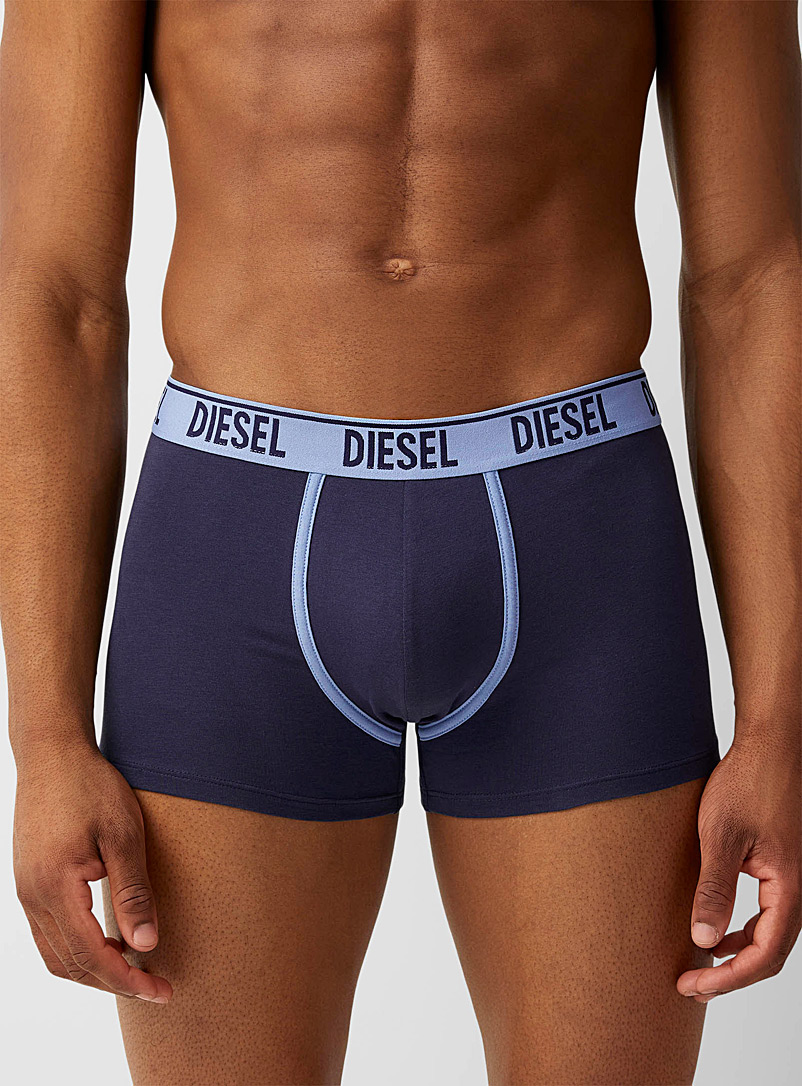 Diesel Marine Blue Contrast-trim Damien trunk for men