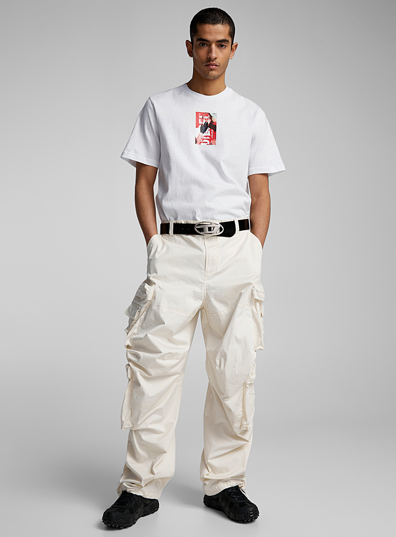 Diesel: Le pantalon cargo P-Huges Blanc pour homme