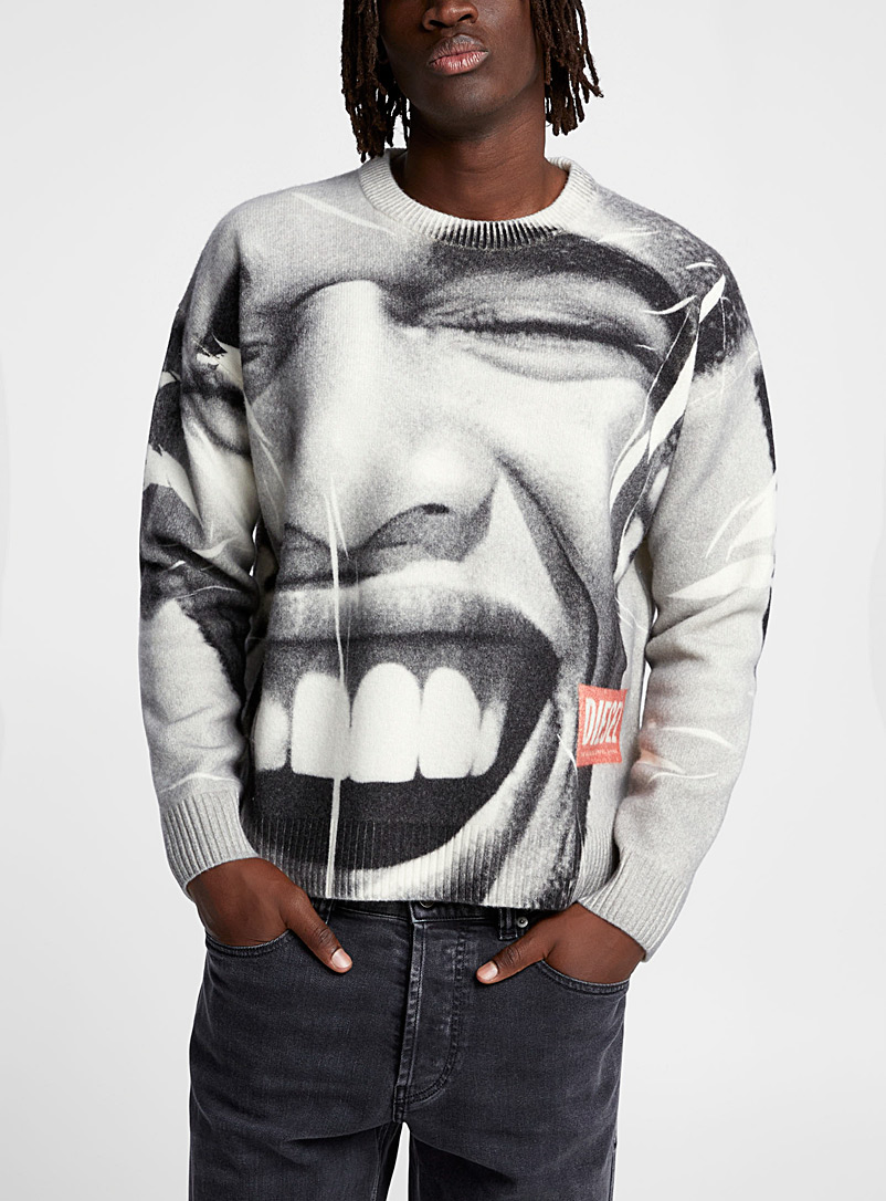 Diesel Black Smile photo sweater for men