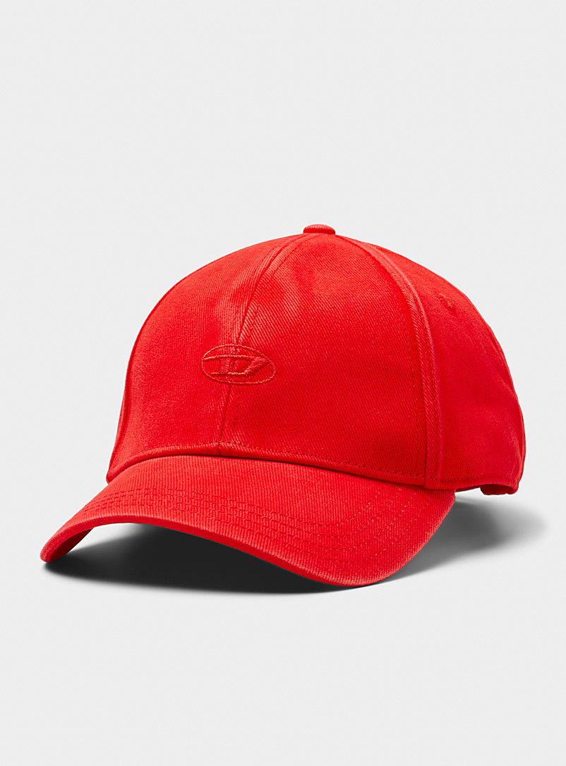 Diesel: La casquette délavée logo brodé Rouge pour homme