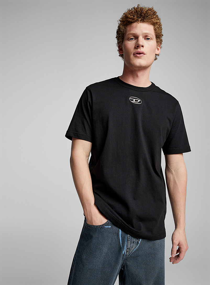 Diesel: Le t-shirt logo métal T-Just Od Noir pour homme