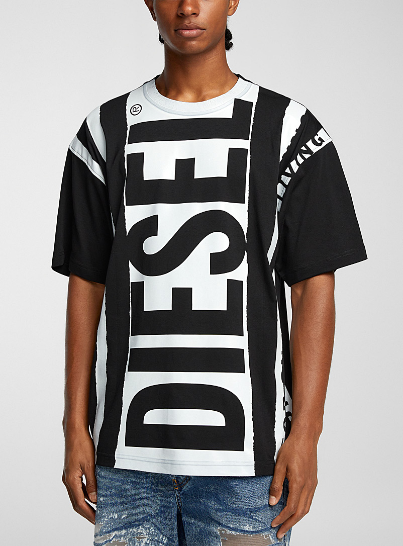 Diesel: Le t-shirt mégasignature Noir pour homme