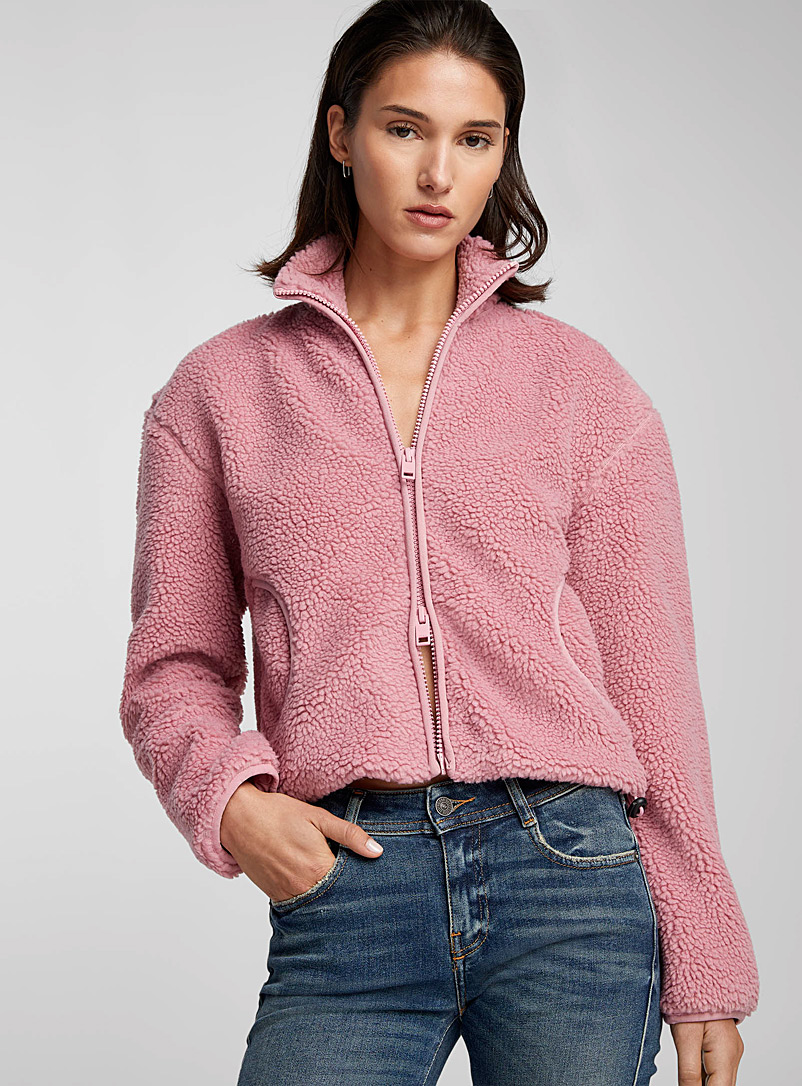 Diesel Dusky Pink Logo sherpa fleece jacket for women