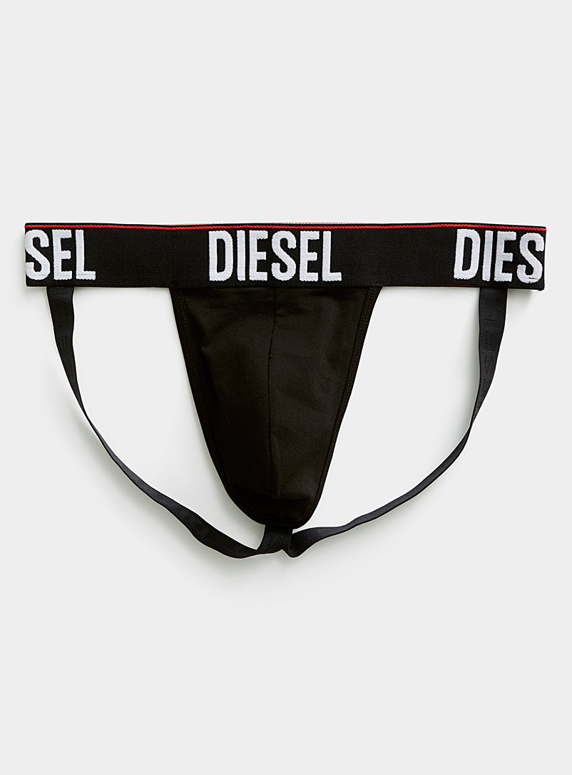 Diesel: Le slip suspensoir large logo Noir pour homme