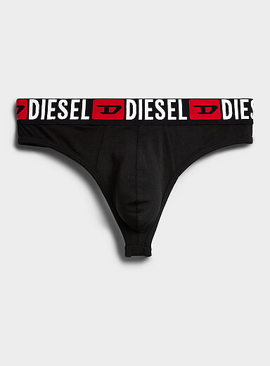 Logo-waist stretch thong Cotton