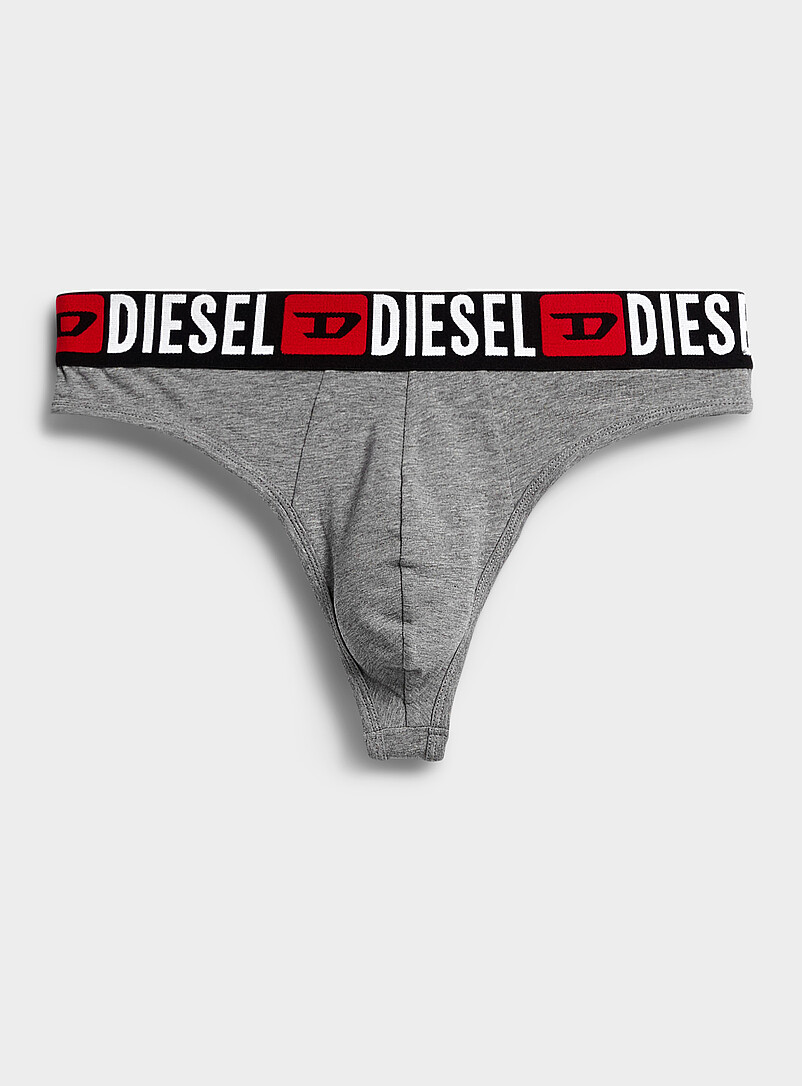 Diesel: Le tanga extensible taille logo Coton Noir pour homme