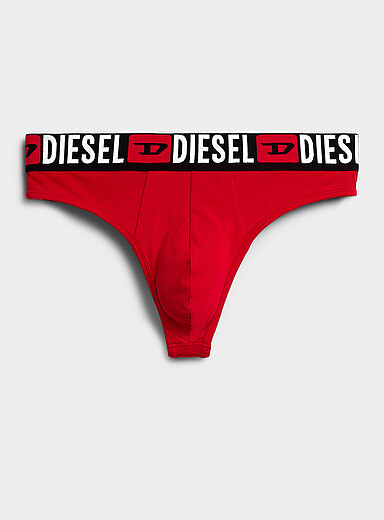 Logo-waist stretch thong Cotton
