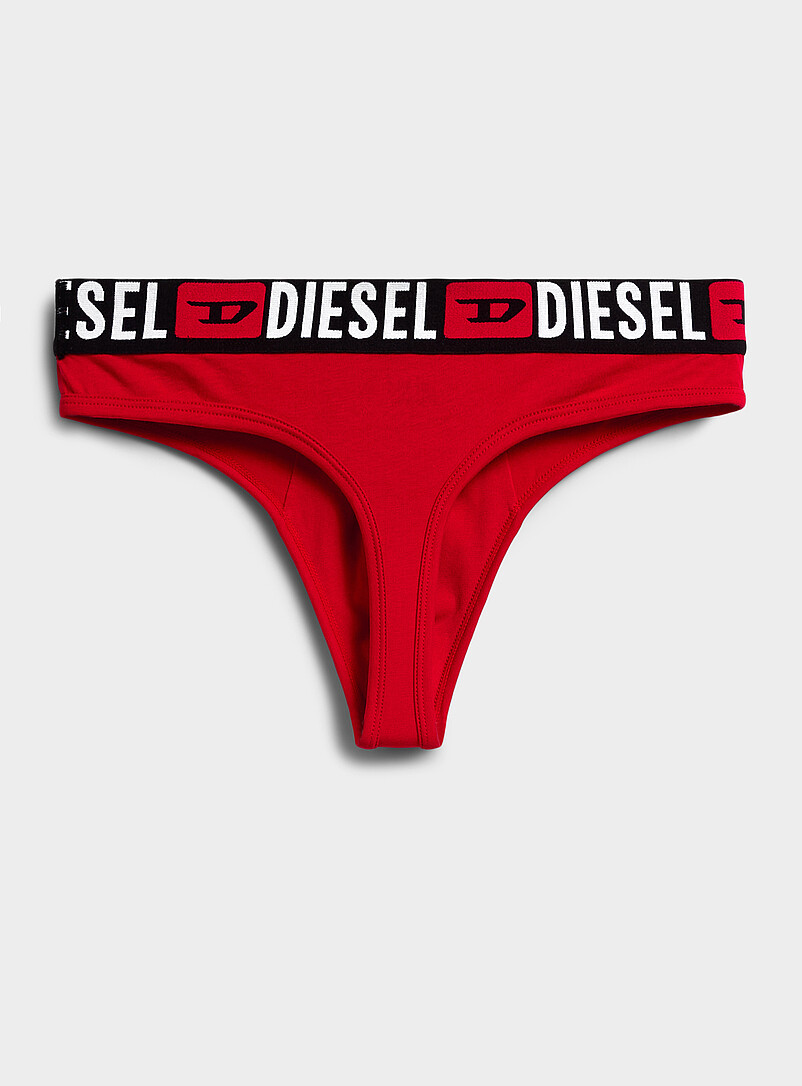 Diesel Charcoal Logo-waist stretch thong Cotton for men