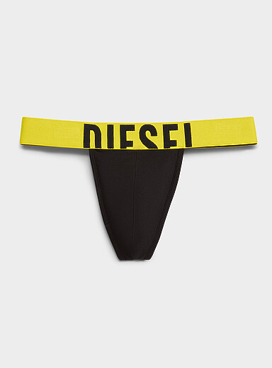 Diesel: Le tanga logo surdimensionn&eacute; Coton Jaune &agrave; motifs pour homme
