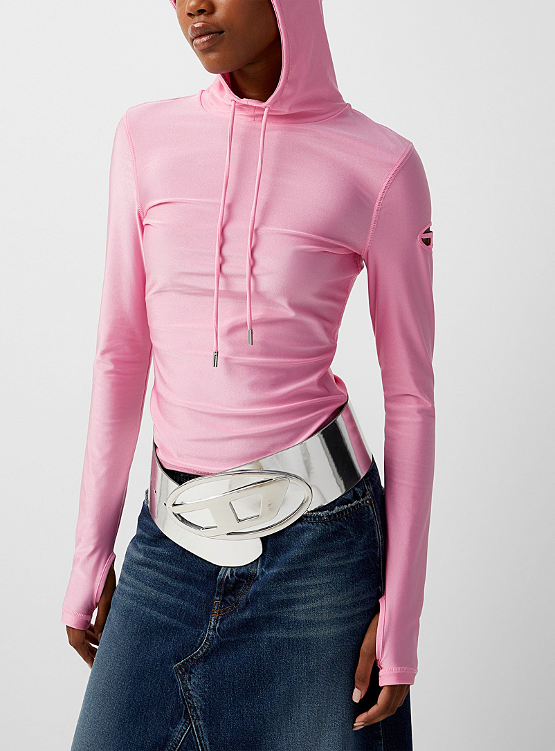 Diesel Pink T-Metal hooded top for women
