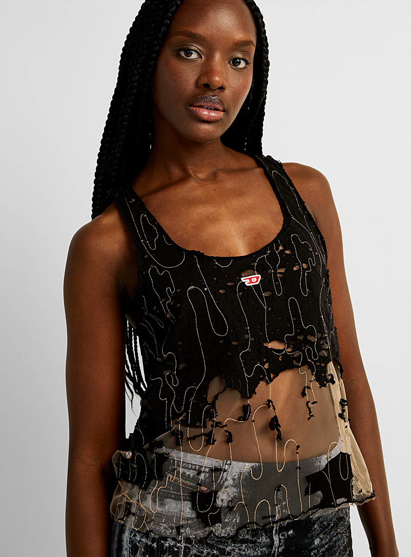 Diesel: La camisole T-Bils-Dev Noir pour femme