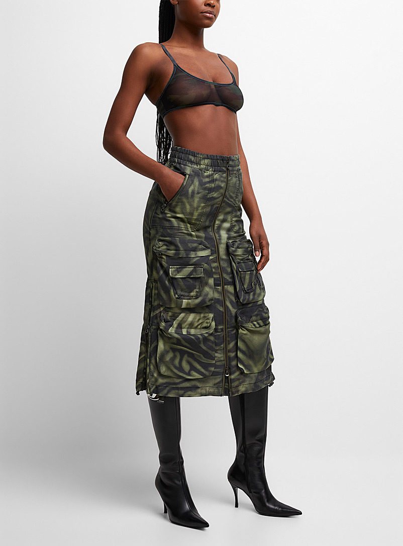 Diesel: La jupe maxi O-Mirtow Vert à motifs pour femme