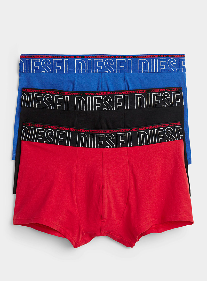 Diesel Patterned Red Tricolour trunks 3-pack for men