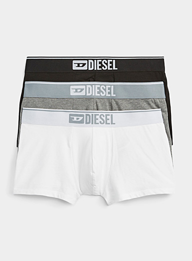 Diesel: Les boxeurs courts trio de gris Emballage de 3 Gris à motifs pour homme