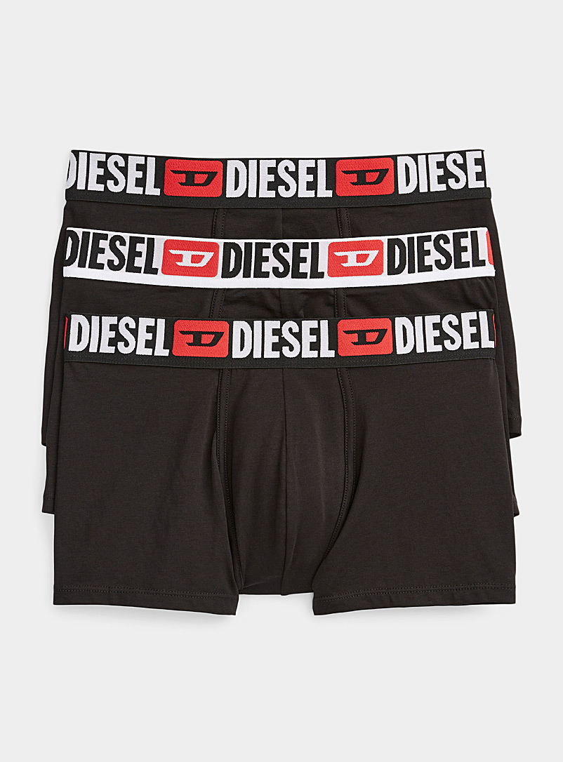 Diesel: Les boxeurs courts bande large logo Emballage de 3 Noir pour homme