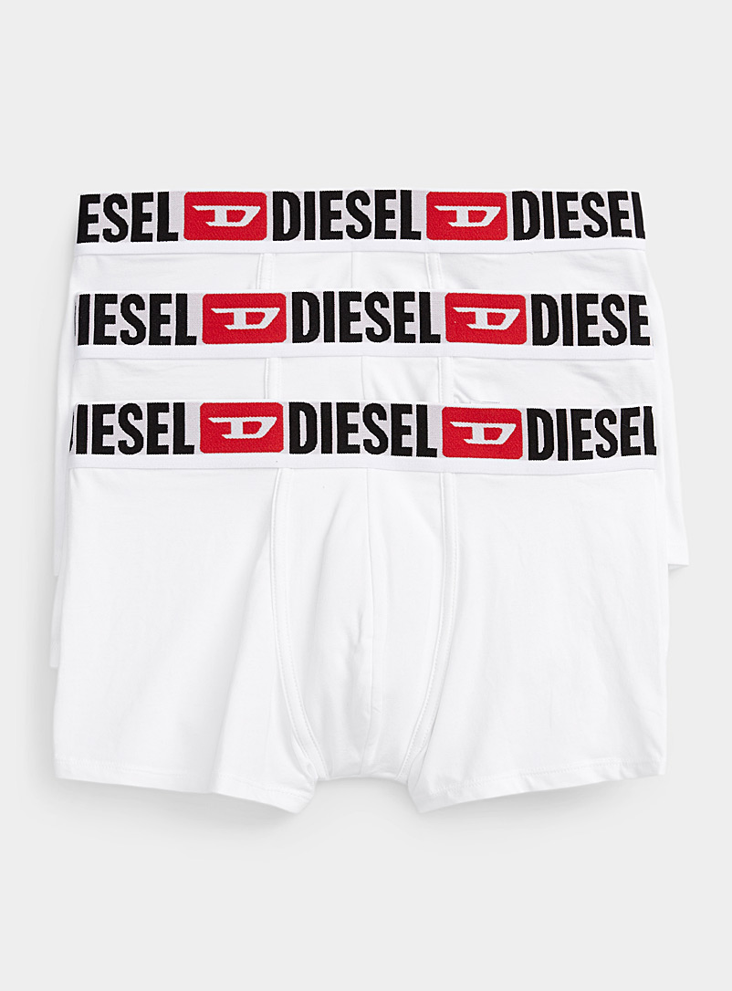 Diesel White Large logo band trunks 3-pack for men