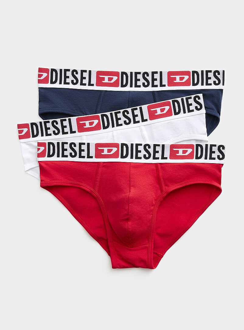 Diesel: Les slips taille signature Coton Emballage de 3 Assorti pour homme