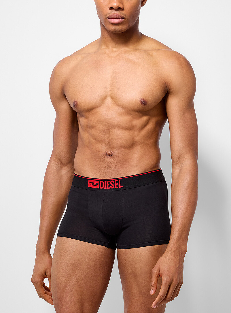 Diesel: Les boxeurs courts extensibles noirs 3 po Coton Emballage de 3 Noir pour homme
