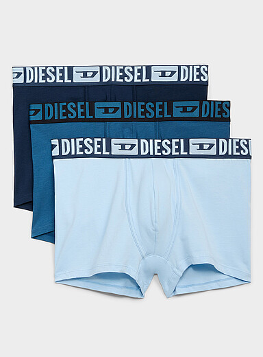 Diesel: Les boxeurs courts teintes de bleu 2,5 po Emballage de 3 Bleu &agrave; motifs pour homme