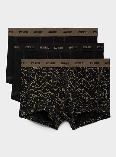Diesel Patterned Black 2.5" dark trunks 3-pack for men