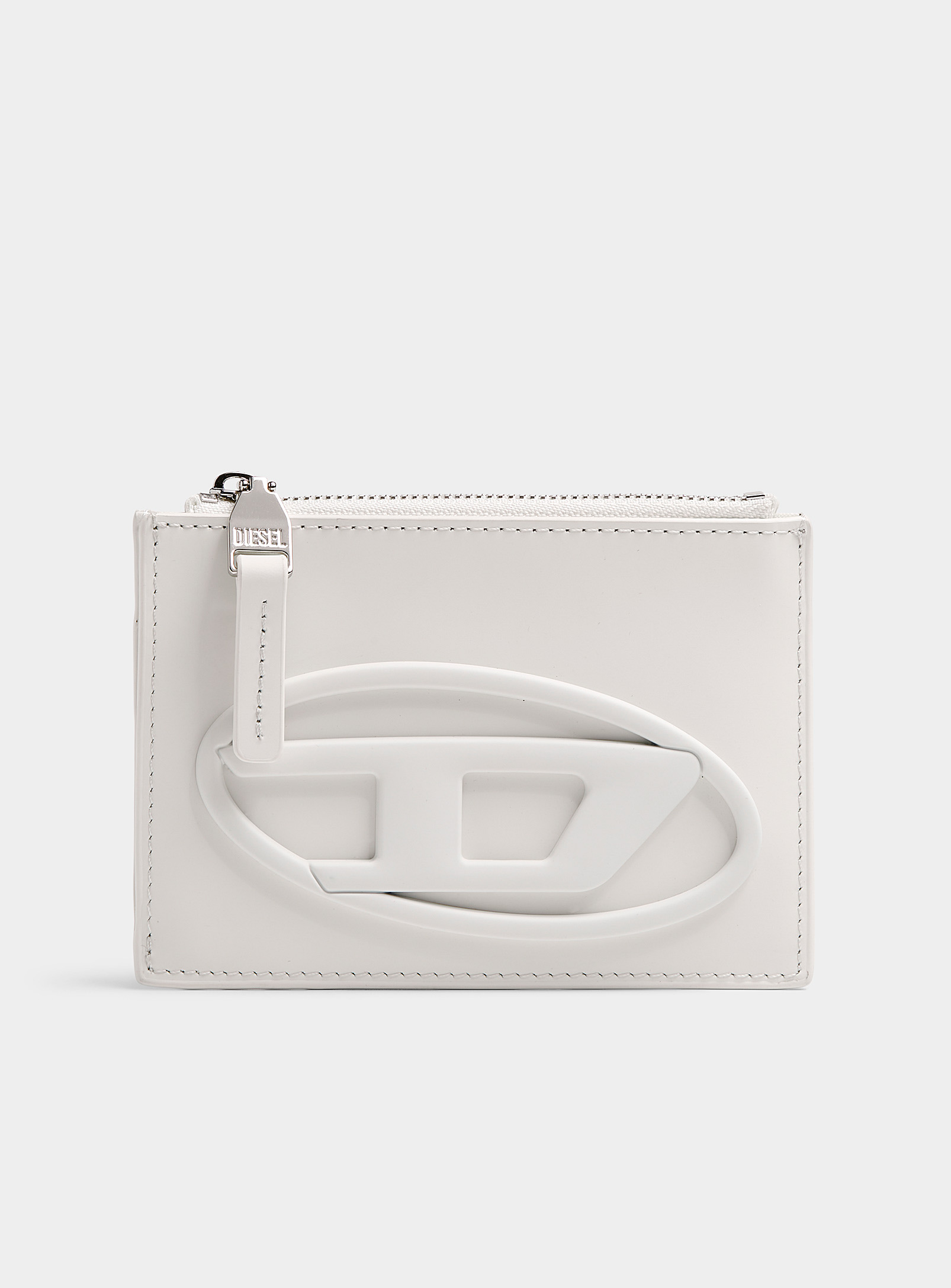Diesel 1dr Matte Leather Coin Purse In White