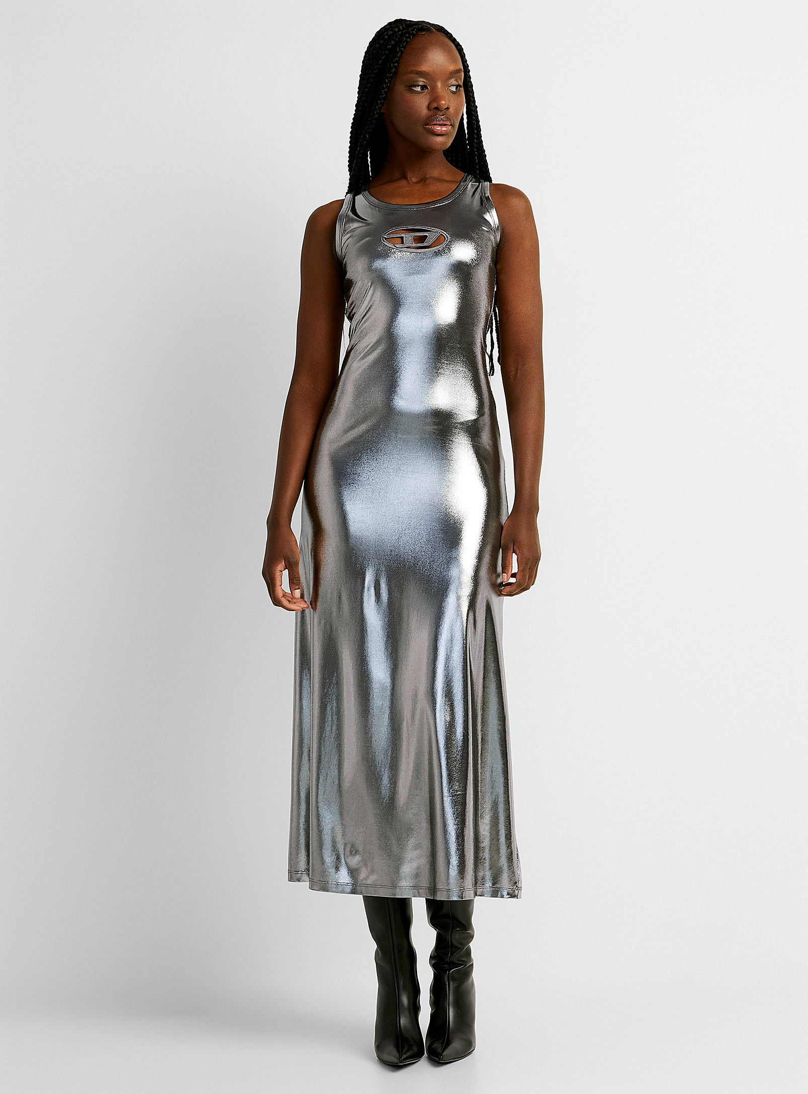 Shop Diesel D-lyny Dress In Silver