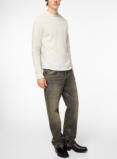 Sunflower: Le jean droit d&eacute;lavage sable Charbon pour homme