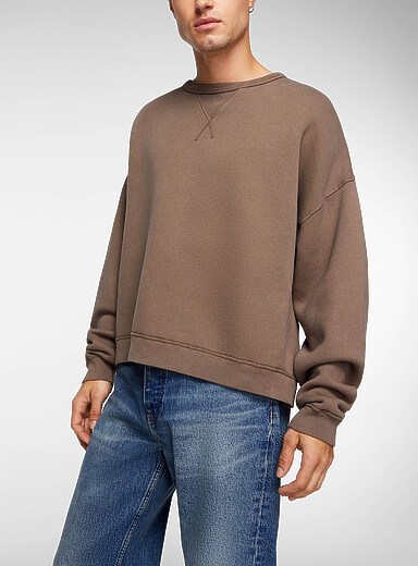 Sunflower: Le sweat carr&eacute; taupe d&eacute;lav&eacute; Taupe pour homme
