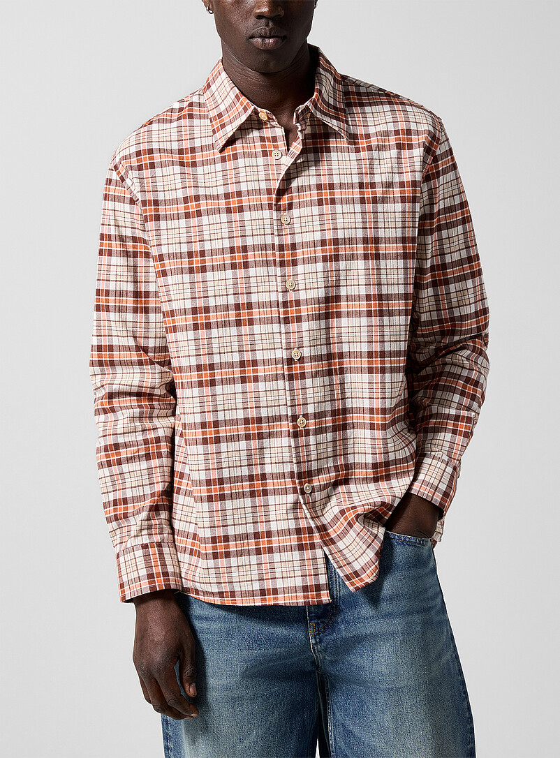 Studio brushed cotton plaid shirt product image (primary)