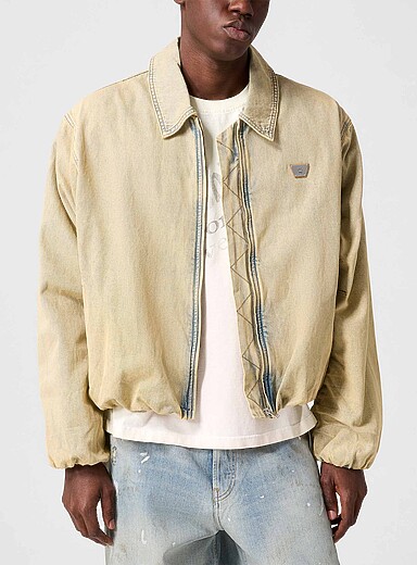 MISBHV: Le blouson en denim d&eacute;lav&eacute; beige Ivoire - Beige cr&egrave;me pour homme
