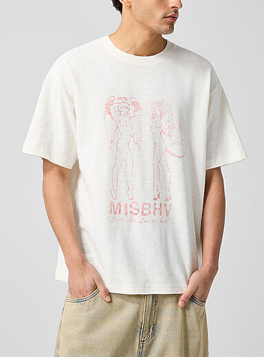 MISBHV Ivory/Cream Beige She-devil vintage T-shirt for men
