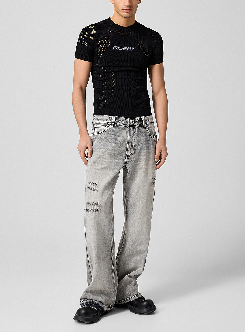 Raw Edging Mended Flared-Leg Jean