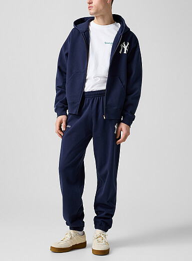 Sporty & Rich Navy/Midnight Blue Yankees felt logo jogger for men