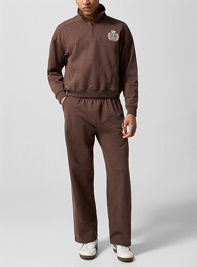 Sporty & Rich: Le jogger ample &eacute;cusson brod&eacute; Brun pour homme