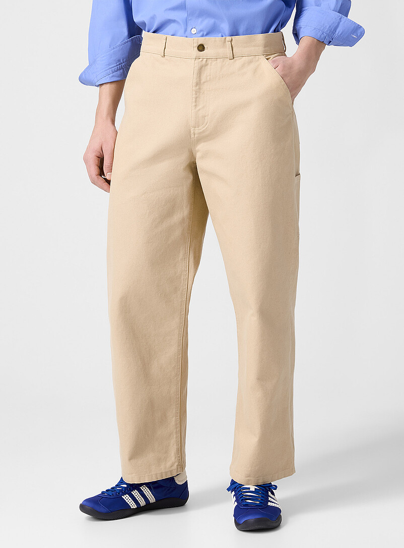 Sporty & Rich Ivory/Cream Beige SRHWC carpenter pant for men