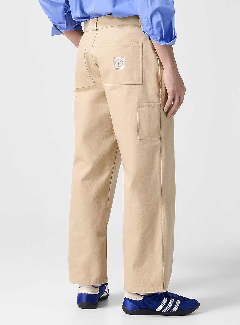 Sporty & Rich: Le pantalon menuisier SRHWC Ivoire - Beige cr&egrave;me pour homme