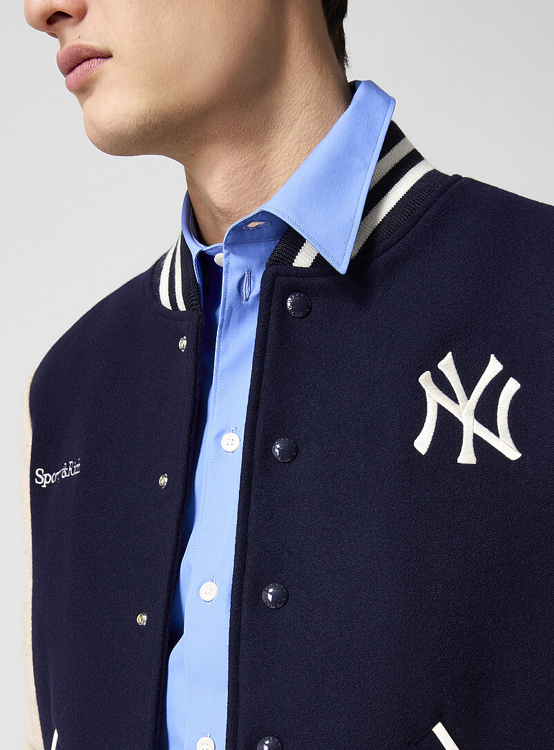 Sporty & Rich Navy/Midnight Blue Homerun wool varsity jacket for men